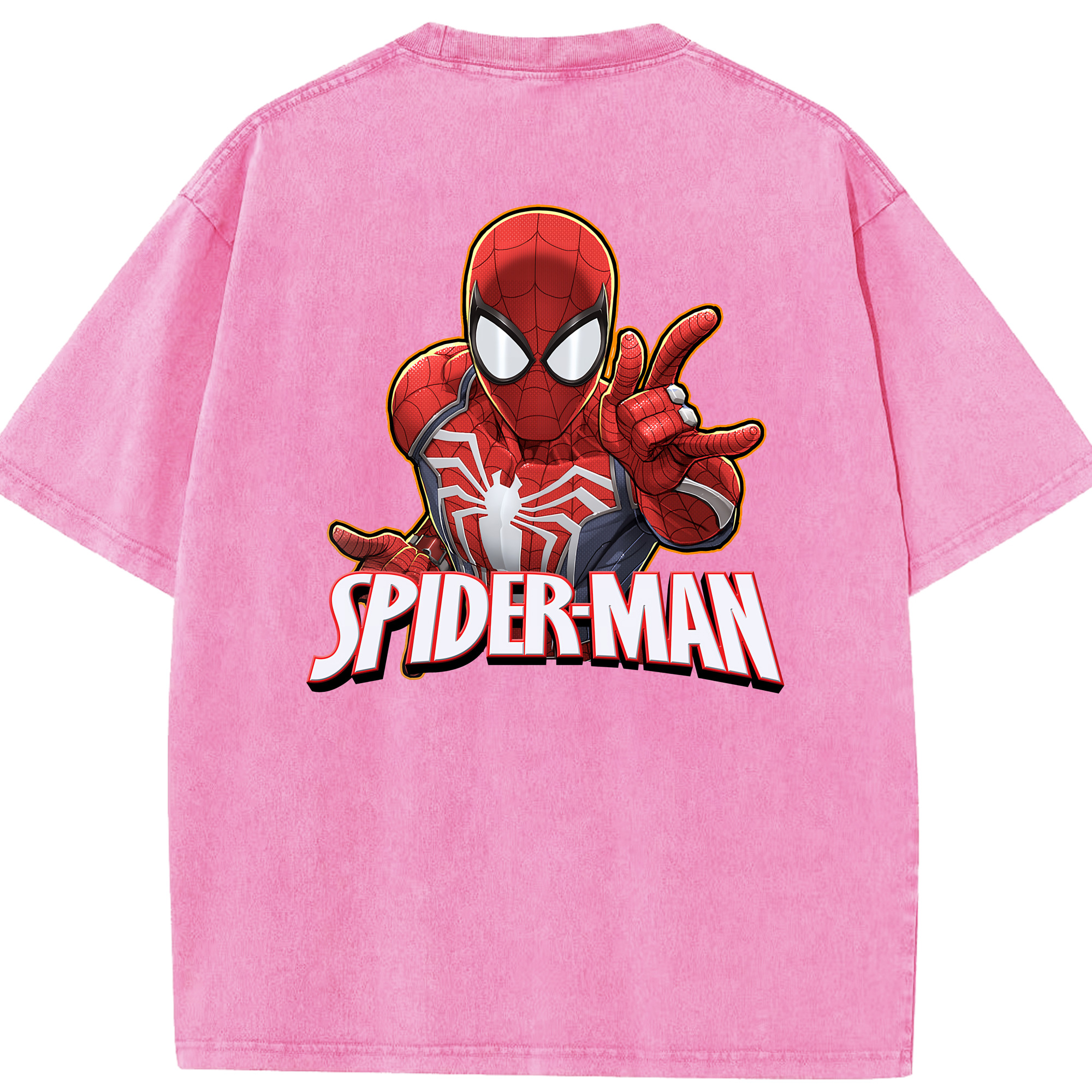 （画像用） Spider Man スパイダーマン 綿100% ヴィンテージ風 半袖Tシャツ（背面プリント）